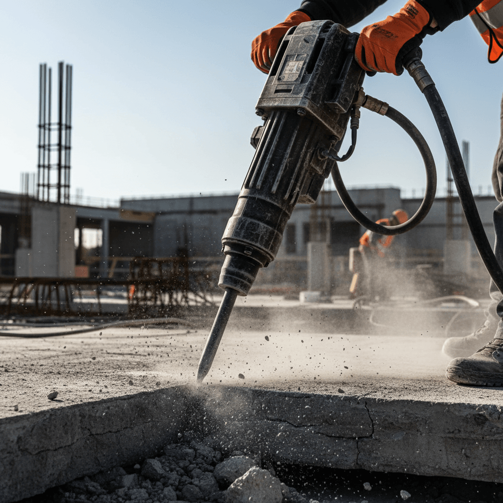 Concrete removal with jackhammer