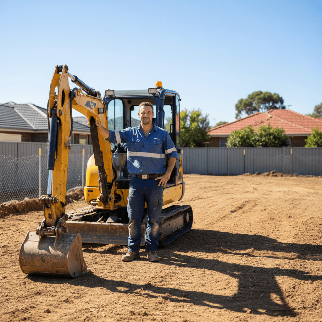 Tom Lovell, owner of King Of Spades Excavation, with excavation equipment