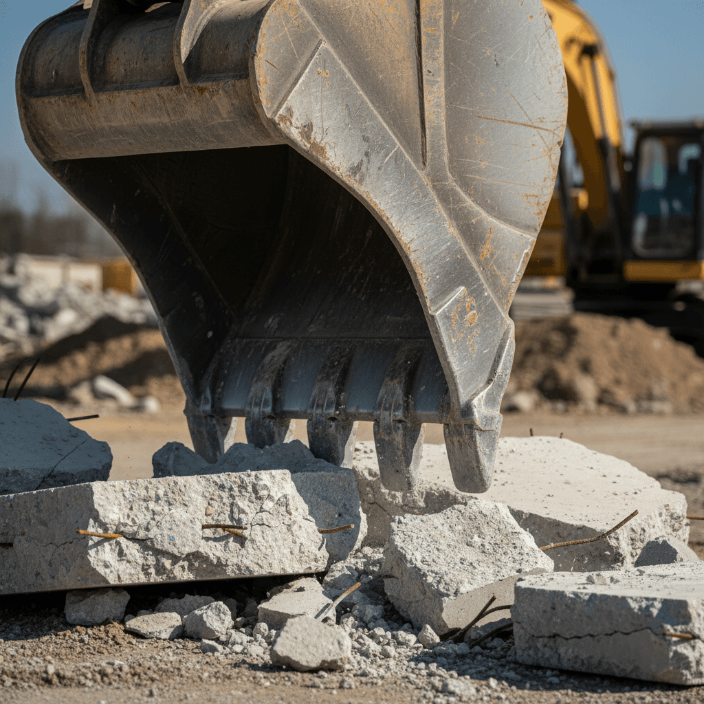 Equipment detail showing excavation precision and durability